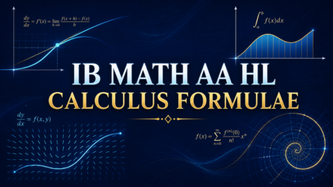 IB Math AA HL calculus formulae diagram showing limits, integration, differential equations and Maclaurin series