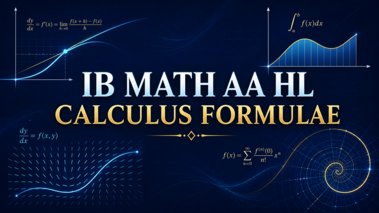 IB Math AA HL calculus formulae diagram showing limits, integration, differential equations and Maclaurin series