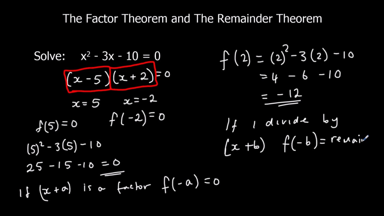 factor and reminder theorem