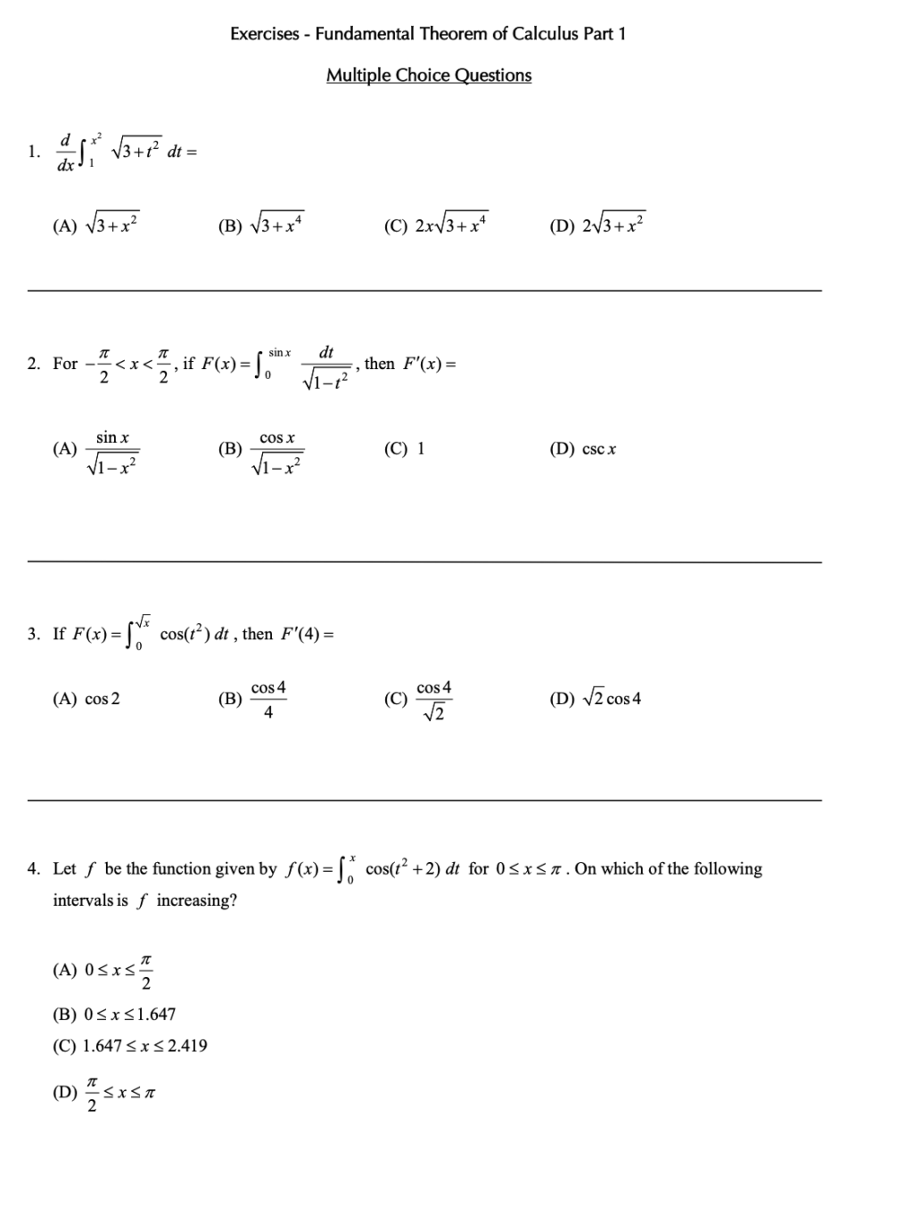Fundamental Theorem of Calculus Part 1 - Top Study Guide | RevisionTown