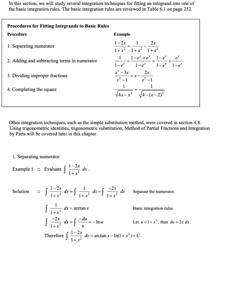 Basic Integration Rules | RivisionTown