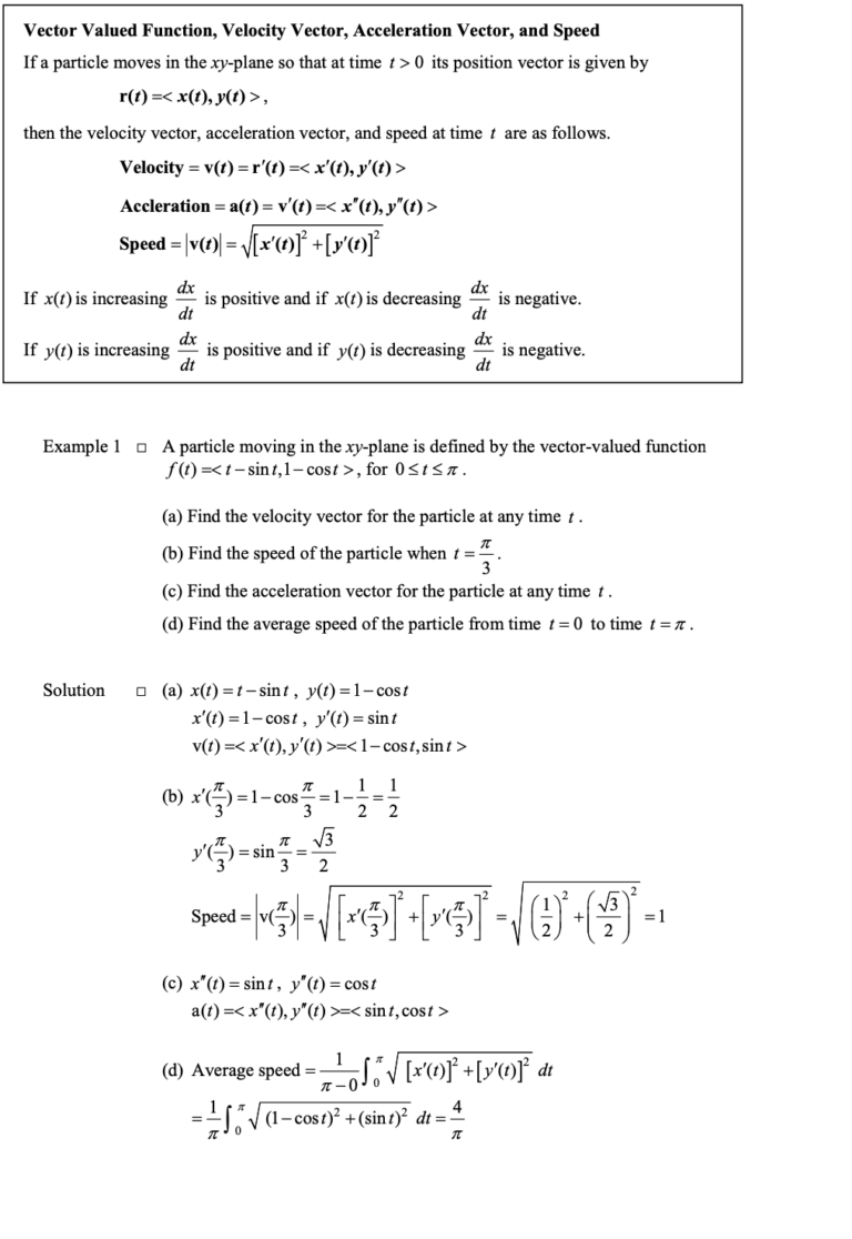 Vector Valued Functions | RivisionTown