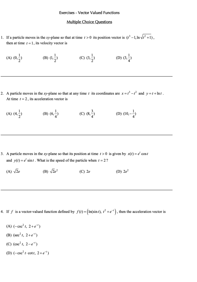 Vector Valued Functions | RivisionTown