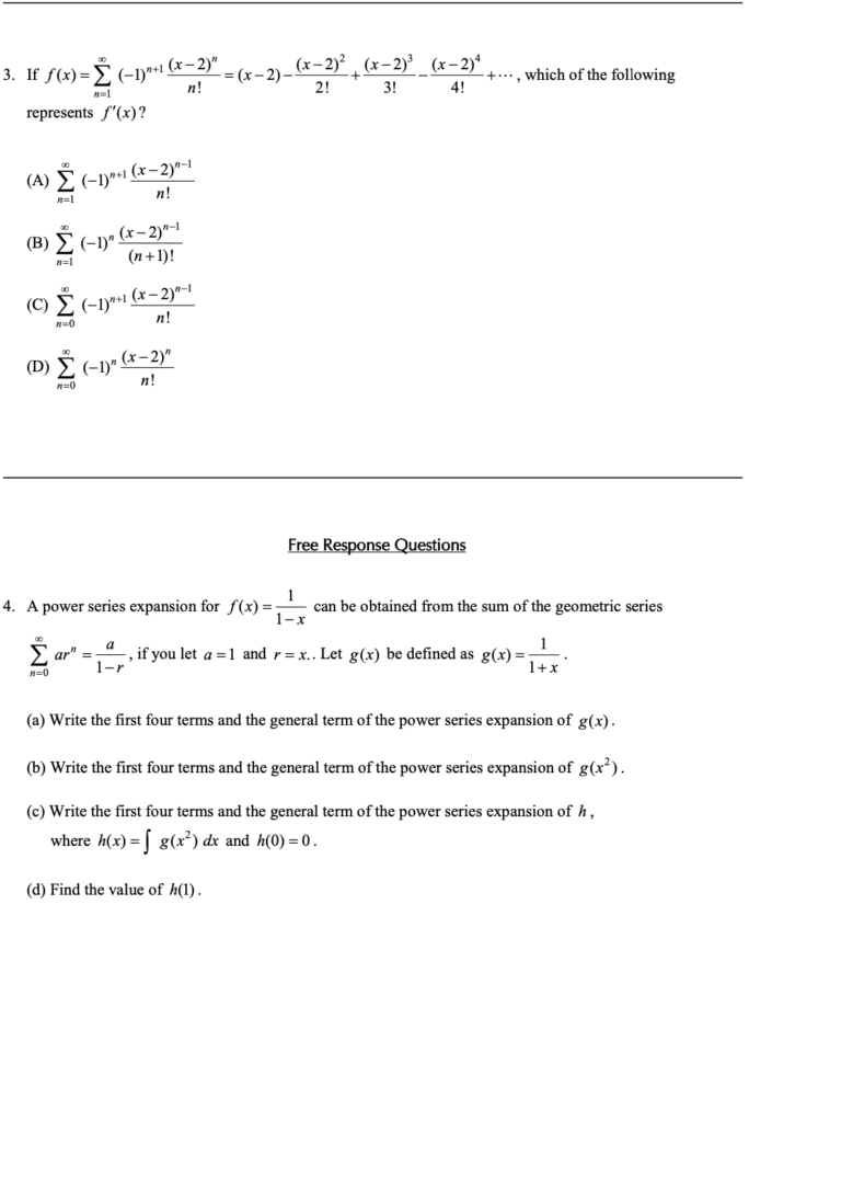 Representations Of Functions As Power Series | RivisionTown