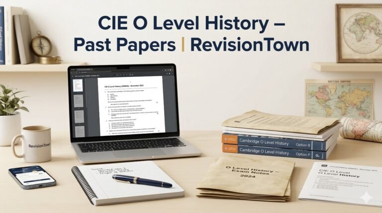 CIE O Level History past papers and revision guide by RevisionTown – study resources image.