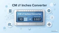 Professional CM to Inches Converter illustration with calculator and measuring scale by RevisionTown