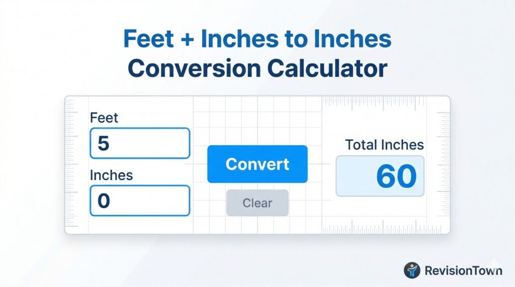 Feet+Inches to Inches (ft+in to in) conversion calculator – RevisionTown