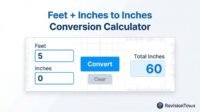 Feet and inches to inches conversion calculator interface | RevisionTown