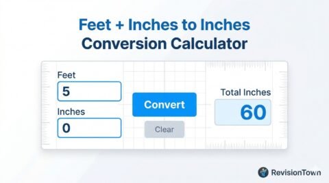 Feet and inches to inches conversion calculator interface | RevisionTown