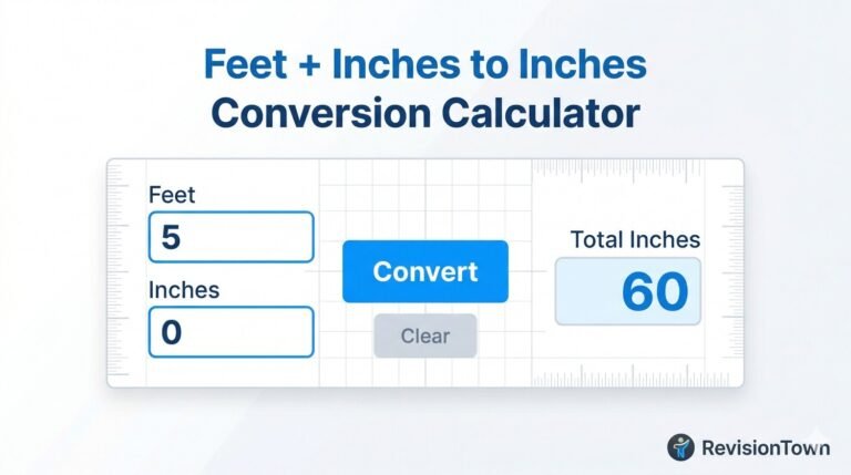 Feet and inches to inches conversion calculator interface | RevisionTown