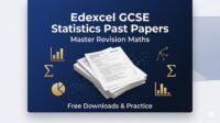 Edexcel GCSE Statistics past papers revision maths banner with exam sheets graphs and free downloads