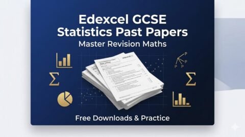 Edexcel GCSE Statistics past papers revision maths banner with exam sheets graphs and free downloads