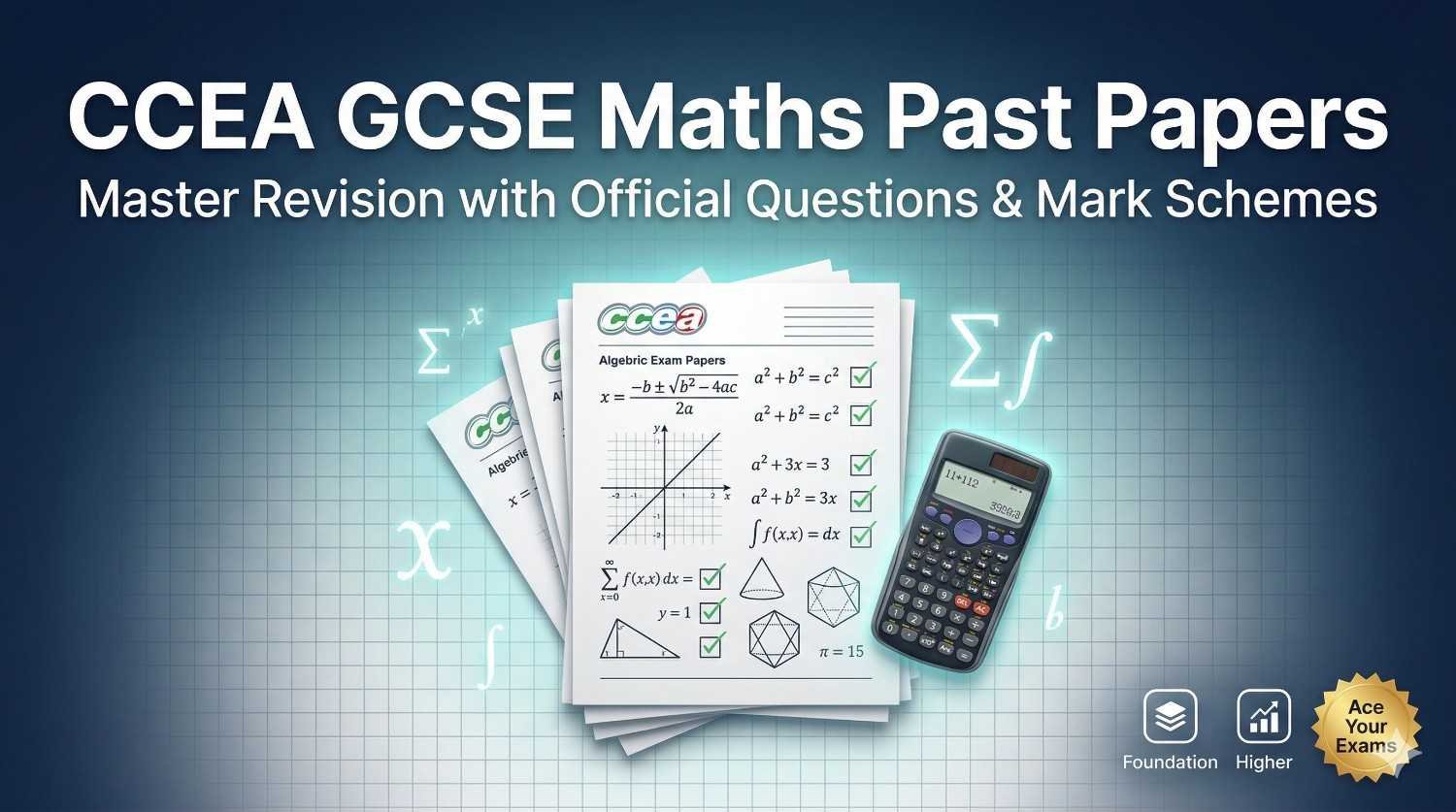 CCEA GCSE Maths past papers revision guide with exam sheets, equations, and mark schemes for effective study.