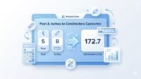 Feet and Inches to Centimeters Converter visual — modern flat design showing height conversion chart in a clean professional layout