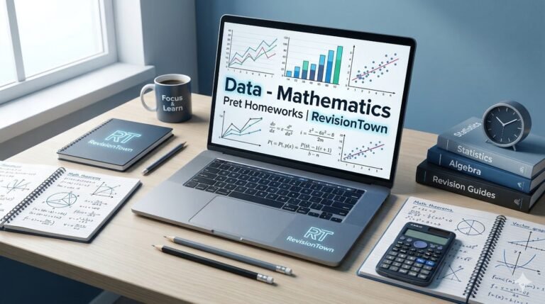 Data mathematics pret homeworks RevisionTown study setup with charts and equations