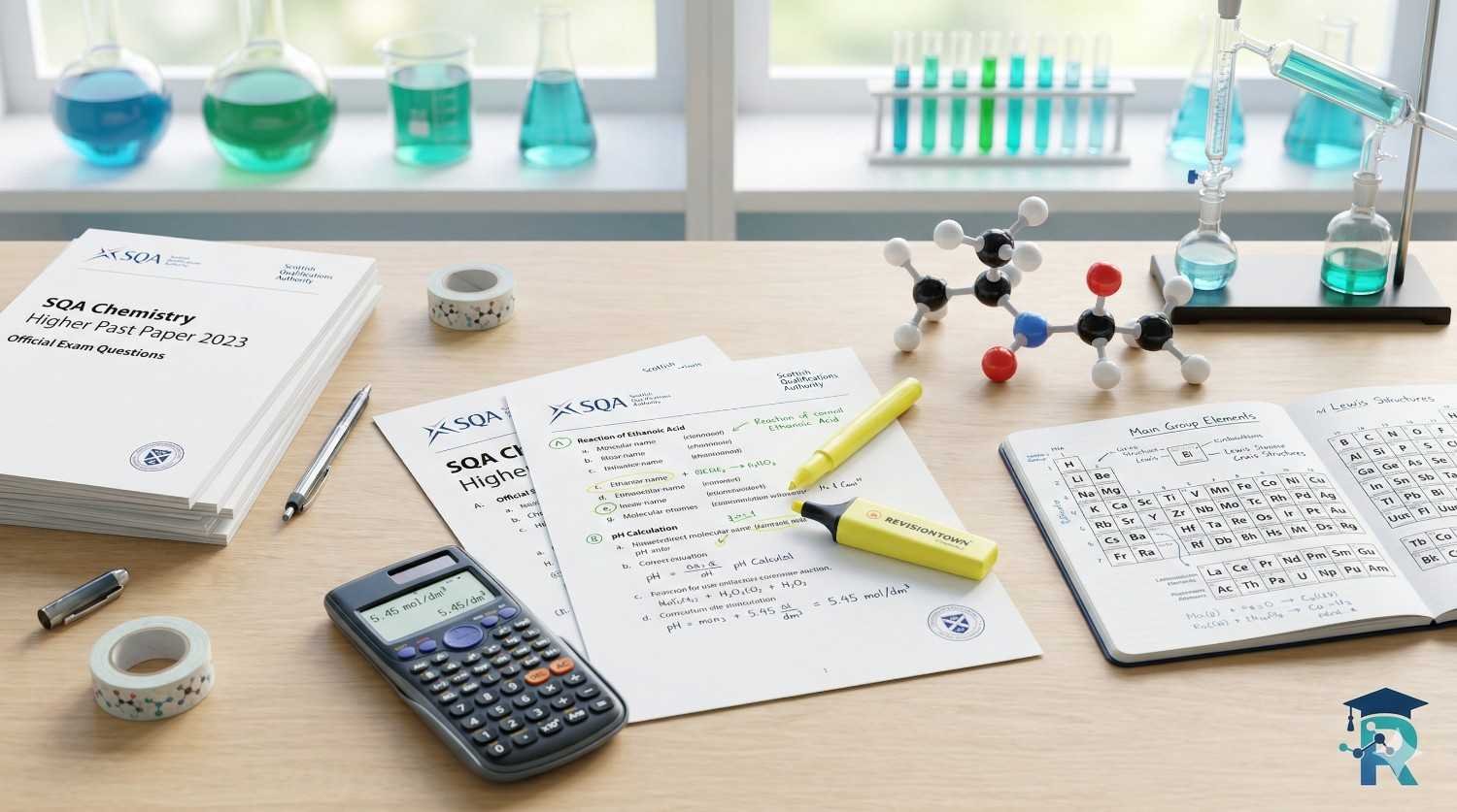 Chemistry Homework & Revision with SQA Past Papers at RevisionTown study desk