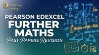 Pearson Edexcel Further Maths past papers revision guide featuring exam equations and Core Pure Mathematics concepts for A-Level success.