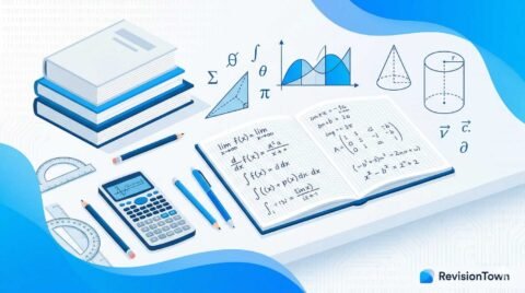 SQA Higher and Advanced Higher Maths past papers for revision with educational graphics on RevisionTown blog banner