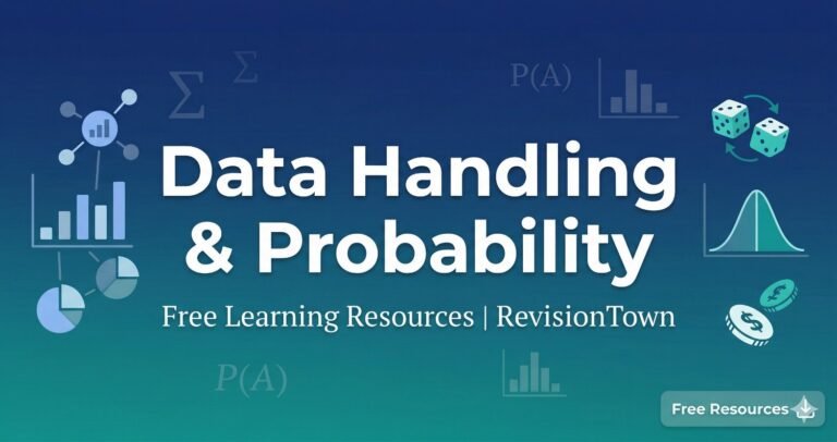 Data handling and probability free learning resources from RevisionTown – charts, graphs, and stats tutorials for students.