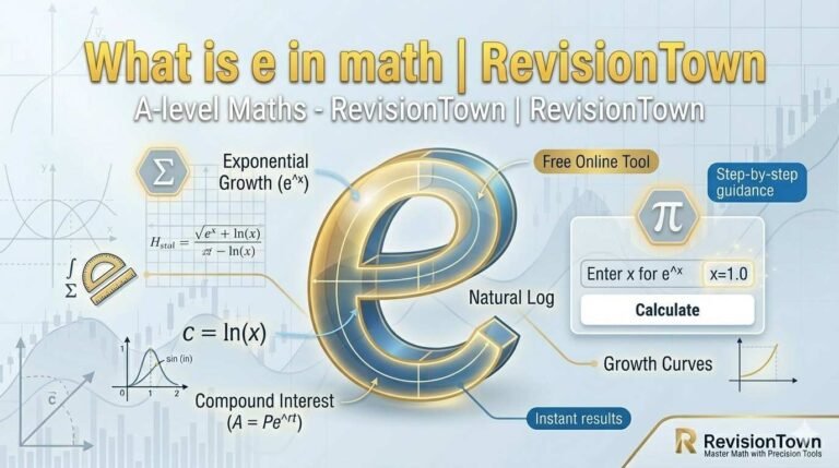 What is e in math concept explained with natural exponential constant e = 2.71828 RevisionTown