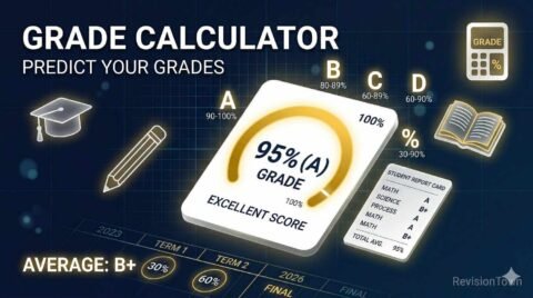 Grade Calculator tool on RevisionTown to calculate student grades and GPA