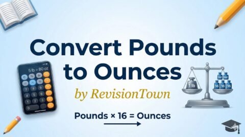 Convert pounds to ounces: 1 lb = 16 oz formula and calculator for RevisionTown math revision