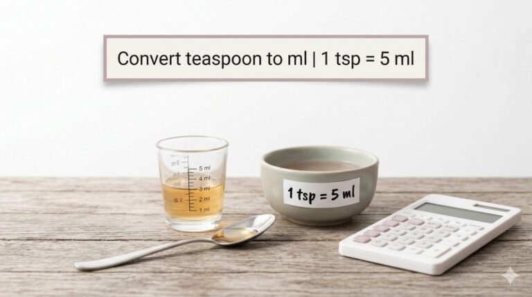 Convert teaspoon to ml – 1 teaspoon equals 5 milliliters for cooking and medicine.