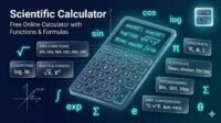 Scientific calculator online with functions – sin, cos, log, formulas | RevisionTown free tool