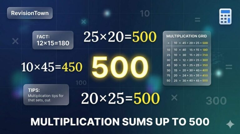 Multiplication sums practice sheet up to 500 for students – RevisionTown