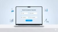 Advanced volume converter tool interface on a laptop screen for RevisionTown students