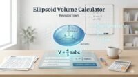 Ellipsoid Volume Calculator tool with 3D formula visualization by RevisionTown
