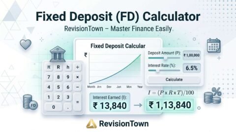 Fixed Deposit Calculator online showing FD interest growth, returns calculation, and savings projection in India