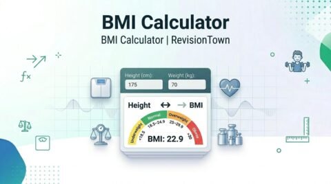 BMI calculator interface showing height and weight input with body mass index result chart for health assessment