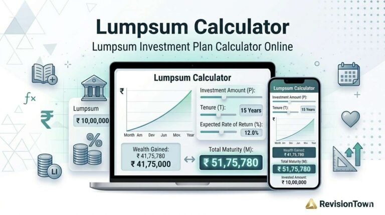 Lumpsum investment calculator showing financial growth chart and returns estimation for one-time investment plan