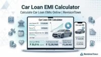 Car loan EMI calculator showing monthly installment breakdown with interest rate and loan amount on digital screen