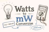 Watts to milliwatts conversion formula explained with example and calculator visual