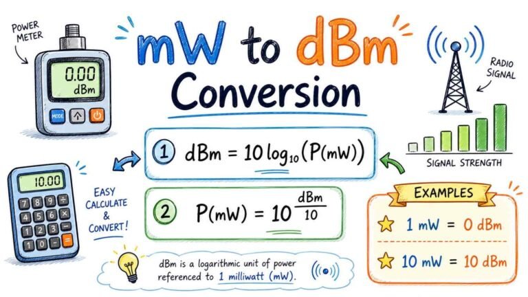 mW to dBm conversion formula and table - RevisionTown guide