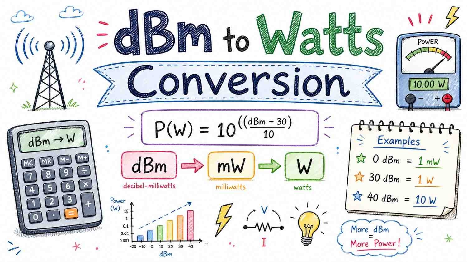 dBm to watts conversion chart and formula | RevisionTown technical guide