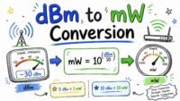 dBm to mW conversion formula explained with signal strength diagram for wireless communication