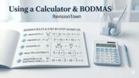 Primary resources math guide showing calculator usage and BODMAS rule steps for solving arithmetic expressions