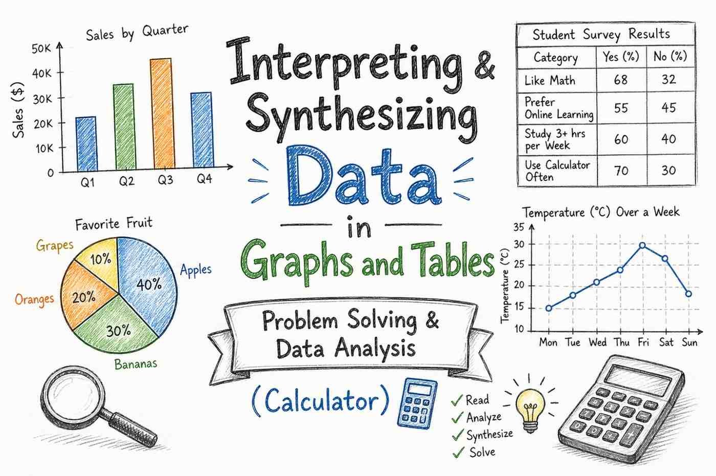 Interpreting and analyzing data using graphs and tables for problem solving and data analysis concepts
