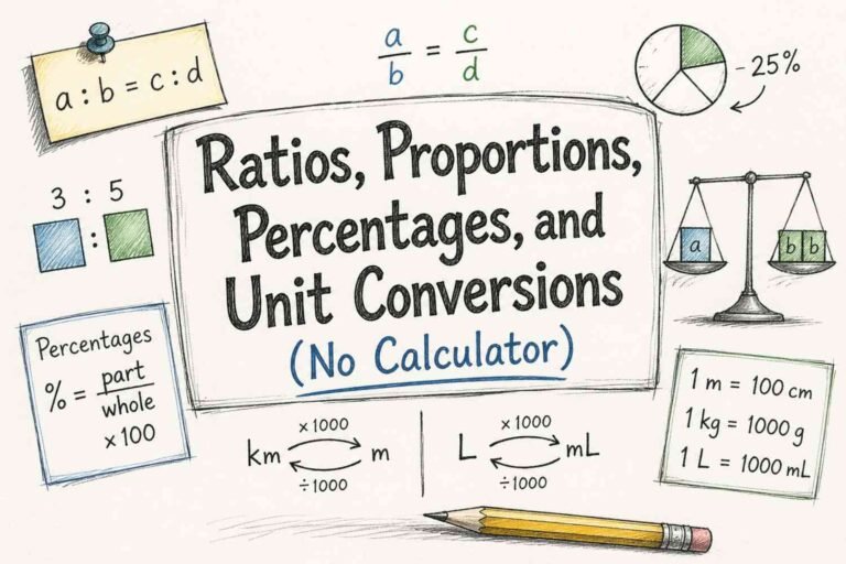 Ratios proportions percentages and unit conversions explained visually without calculator for students