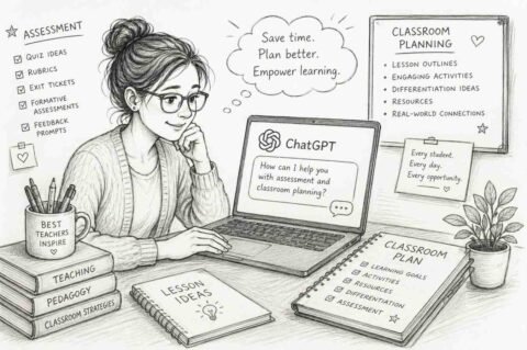 Teacher using ChatGPT for assessment and classroom planning