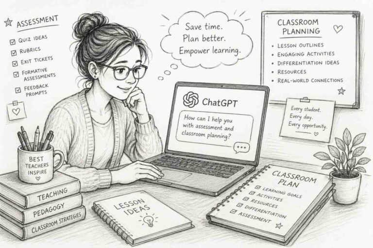 Teacher using ChatGPT for assessment and classroom planning