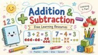 Addition and subtraction learning resources with math symbols and equations for students - RevisionTown