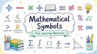 Mathematical symbols chart including integral, sigma, pi and infinity for learning and revision