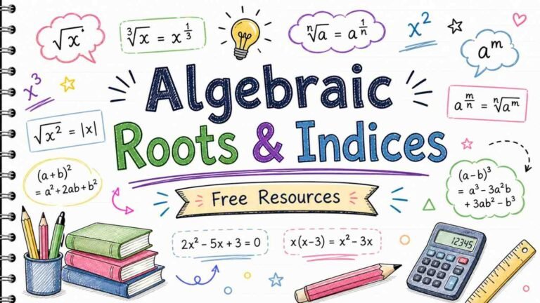 Algebraic roots and indices explained with formulas and equations – free math revision resources by RevisionTown
