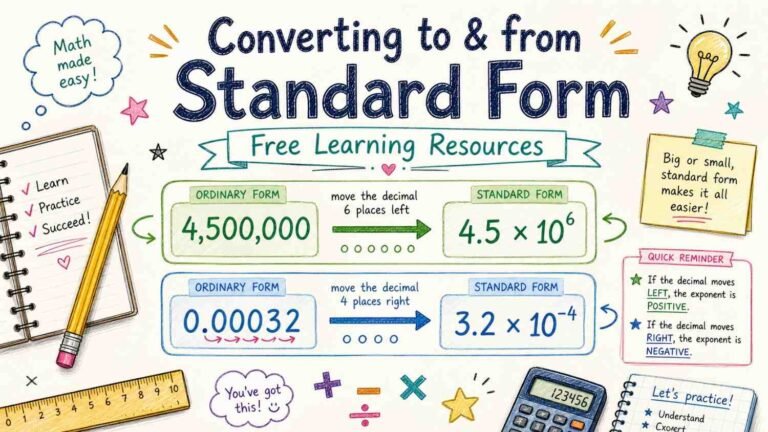 Converting to and from standard form explained with examples scientific notation math learning RevisionTown