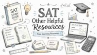 SAT Other Helpful Resources - Free Learning Resources from RevisionTown: Open book with study icons, perfect for exam prep