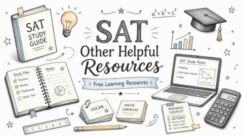 SAT Other Helpful Resources - Free Learning Resources from RevisionTown: Open book with study icons, perfect for exam prep